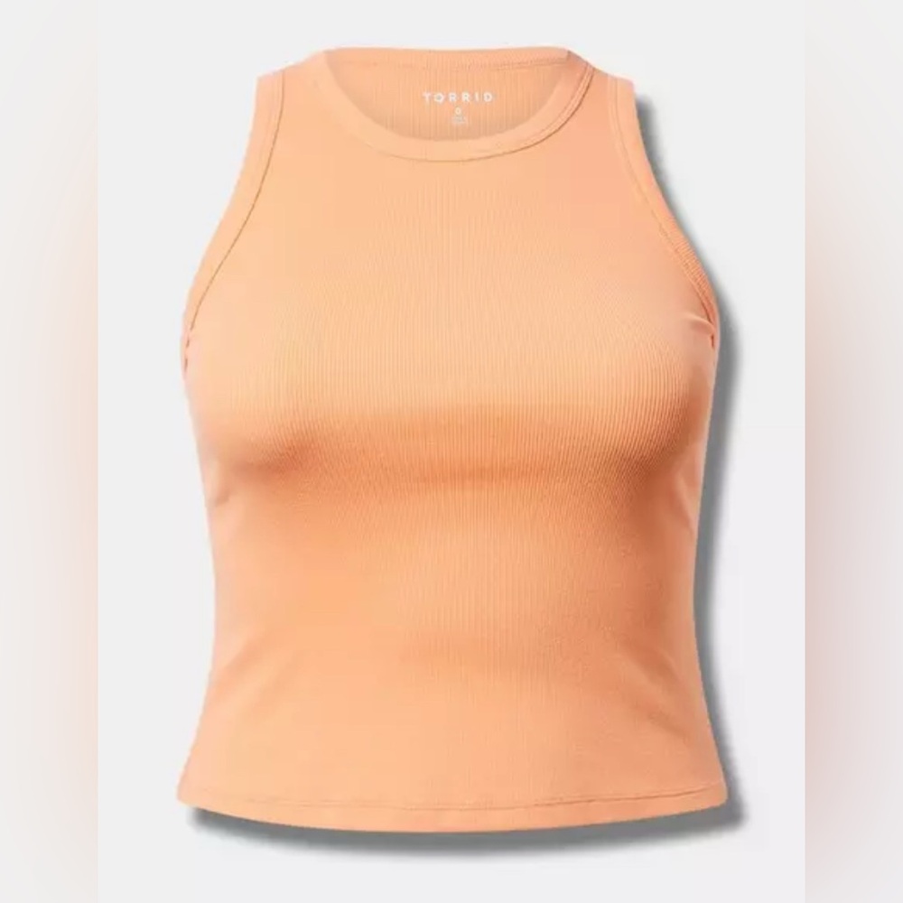 #x941 - Torrid Heritage Rib High Neck Crop Tank Top Papaya Punch Peach Orange